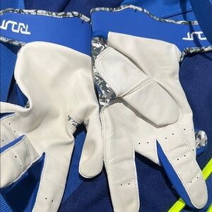 Blue and White Sports Gloves